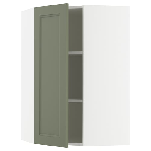 SEKTION Armoire murale d'angle+tblts, blanc/Axstad gris-vert, 26x15x40 "