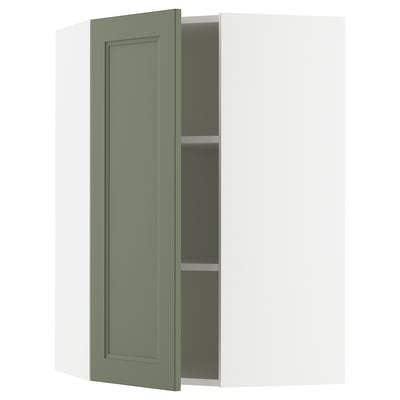 SEKTION Armoire murale d'angle+tblts, blanc/Axstad gris-vert, 26x15x40 "