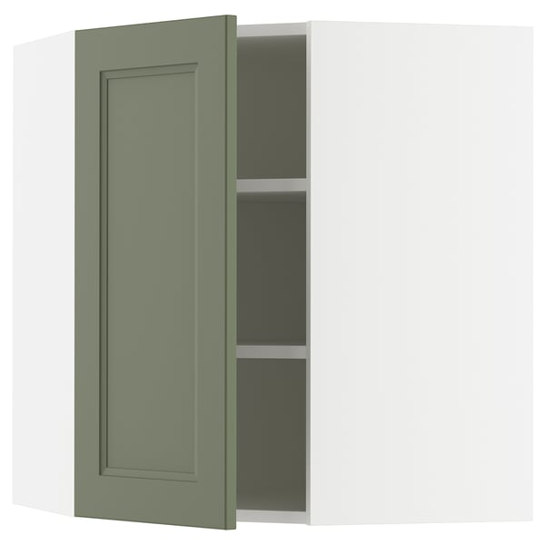 SEKTION Armoire murale d'angle+tblts, blanc/Axstad gris-vert, 26x15x30 "