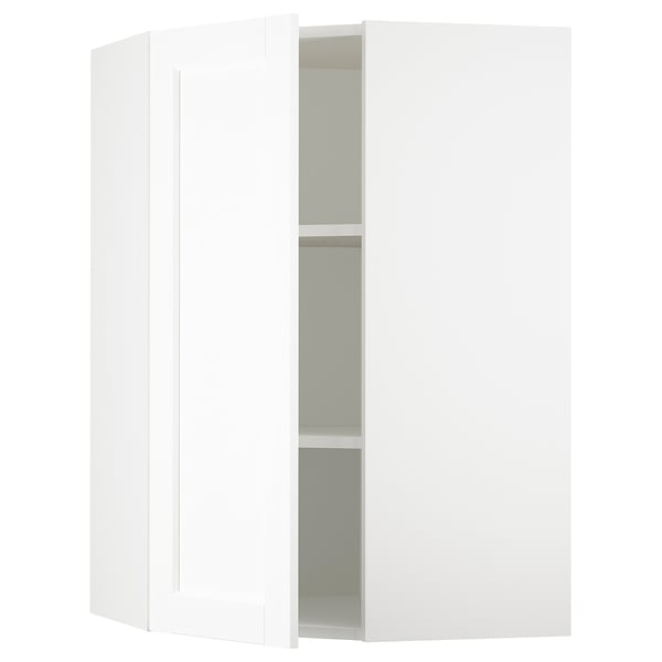 SEKTION Armoire murale d'angle+tblts, blanc Enköping/blanc effet bois, 26x15x40 "