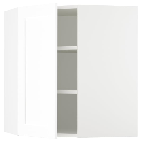 SEKTION Armoire murale d'angle+tblts, blanc Enköping/blanc effet bois, 26x15x30 "