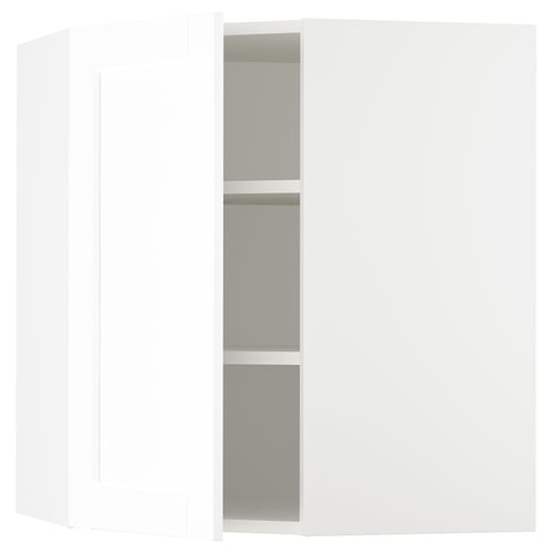 SEKTION armoire murale d'angle+tblts, blanc Enköping/blanc effet bois