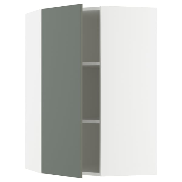 SEKTION Armoire murale d'angle+tblts, blanc/Nickebo gris -vert mat, 26x15x40 "