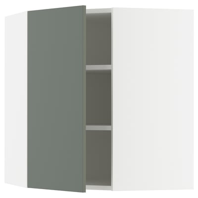 SEKTION Armoire murale d'angle+tblts, blanc/Nickebo gris -vert mat, 26x15x30 "