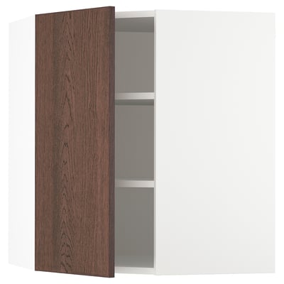 SEKTION Armoire murale d'angle+tblts, blanc/Sinarp brun, 26x15x30 "