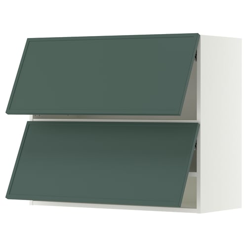 SEKTION Armoire murale horiz+2ptes, blanc/Aspudden gris-vert foncé, 36x15x30 "
