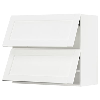 SEKTION Armoire murale horiz+2ptes, blanc Enköping/blanc effet bois, 36x15x30 "