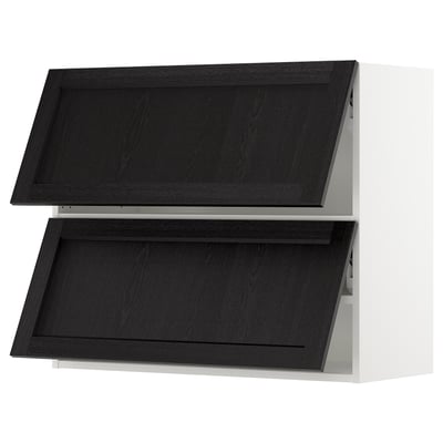 SEKTION Armoire murale horiz+2ptes, blanc/Lerhyttan teinté noir, 36x15x30 "