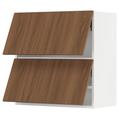 SEKTION Armoire murale horiz+2ptes, blanc/Tistorp effet noyer foncé, 30x15x30 "