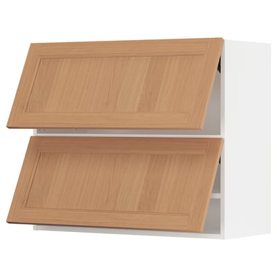 SEKTION Armoire murale horiz+2ptes, blanc/Vedhamn chêne, 36x15x30 "