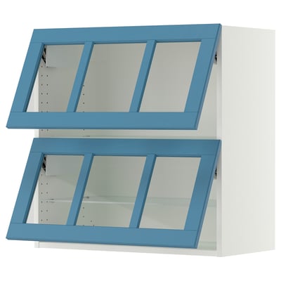 SEKTION Armoire murale horiz+2ptes vit, blanc/Lerhyttan bleu, 30x15x30 "