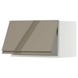 SEKTION Armoire murale horizont av ouv pres, blanc/Voxtorp gris-brun foncé ultrabrillant, 24x15x15 "