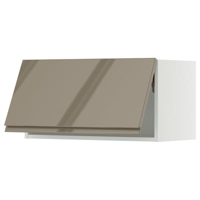 SEKTION Armoire murale horizontale, blanc/Voxtorp gris-brun foncé ultrabrillant, 30x15x15 "