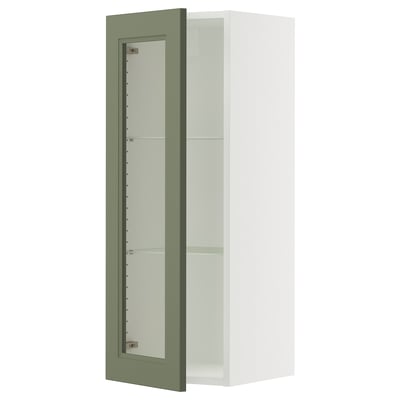 SEKTION Armoire murale porte vitrée, blanc/Axstad gris-vert, 15x15x40 "