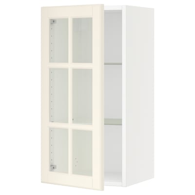 SEKTION Armoire murale porte vitrée, blanc/Bodbyn blanc cassé, 15x15x30 "