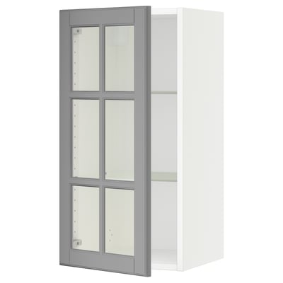 SEKTION Armoire murale porte vitrée, blanc/Bodbyn gris, 15x15x30 "