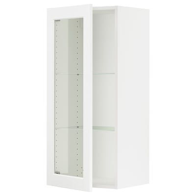 SEKTION Armoire murale porte vitrée, blanc Enköping/blanc effet bois, 18x15x40 "