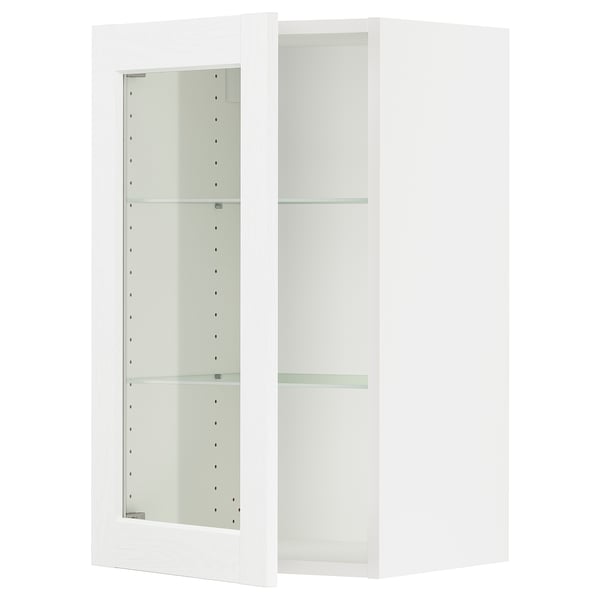 SEKTION Armoire murale porte vitrée, blanc Enköping/blanc effet bois, 18x15x30 "