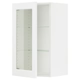 SEKTION Armoire murale porte vitrée, blanc Enköping/blanc effet bois, 18x15x30 "