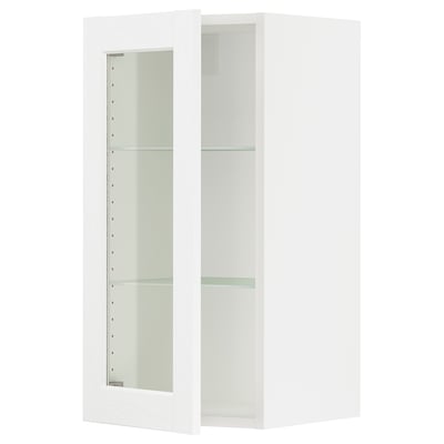 SEKTION Armoire murale porte vitrée, blanc Enköping/blanc effet bois, 15x15x30 "