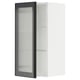SEKTION Armoire murale porte vitrée, blanc/Hejsta verre cannelé anthracite, 15x15x30 "