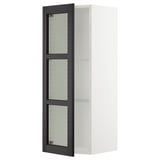 SEKTION Armoire murale porte vitrée, blanc/Lerhyttan teinté noir, 15x15x40 "
