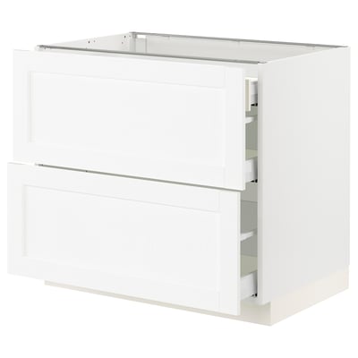 SEKTION / MAXIMERA Arm inf 2 faces/3 tiroirs, blanc Enköping/blanc effet bois, 36x24x30 "
