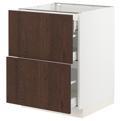 SEKTION / MAXIMERA Arm inf 2 faces/3 tiroirs, blanc/Sinarp brun, 24x24x30 "