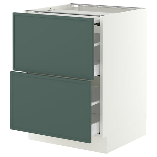 SEKTION / MAXIMERA Arm inf+plan travail couliss/2tir, blanc/Aspudden gris-vert foncé, 24x24x30 "