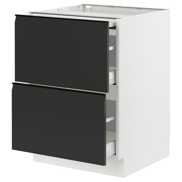 SEKTION / MAXIMERA Arm inf+plan travail couliss/2tir, blanc/Upplöv anthracite mat, 24x24x30 "