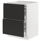 SEKTION / MAXIMERA Arm inf+plan travail couliss/2tir, blanc/Upplöv anthracite mat, 24x24x30 "