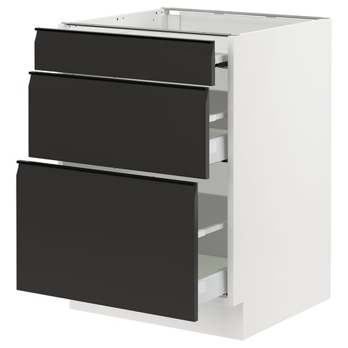SEKTION / MAXIMERA Arm inf+plan travail couliss/2tir, blanc/Upplöv anthracite mat, 24x24x30 "