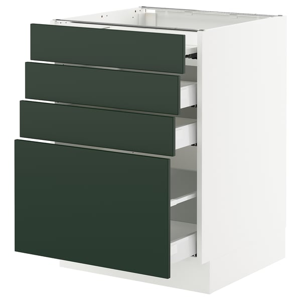 SEKTION / MAXIMERA Arm inf+plan travail couliss/3tir, blanc/Havstorp vert profond, 24x24x30 "