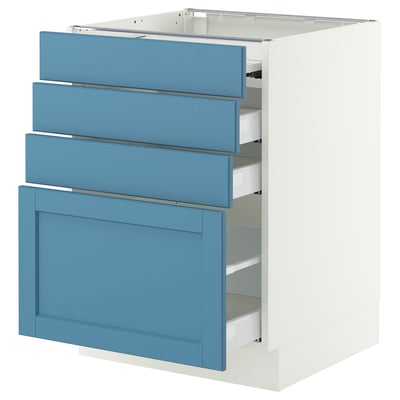 SEKTION / MAXIMERA Arm inf+plan travail couliss/3tir, blanc/Lerhyttan bleu, 24x24x30 "