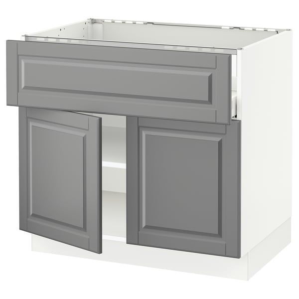 SEKTION / MAXIMERA Arm inf pr plaque/tiroir/tabl/2pts, blanc/Bodbyn gris, 36x24x30 "