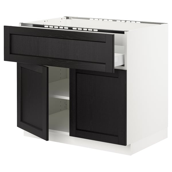 SEKTION / MAXIMERA Arm inf pr plaque/tiroir/tabl/2pts, blanc/Lerhyttan teinté noir, 36x24x30 "