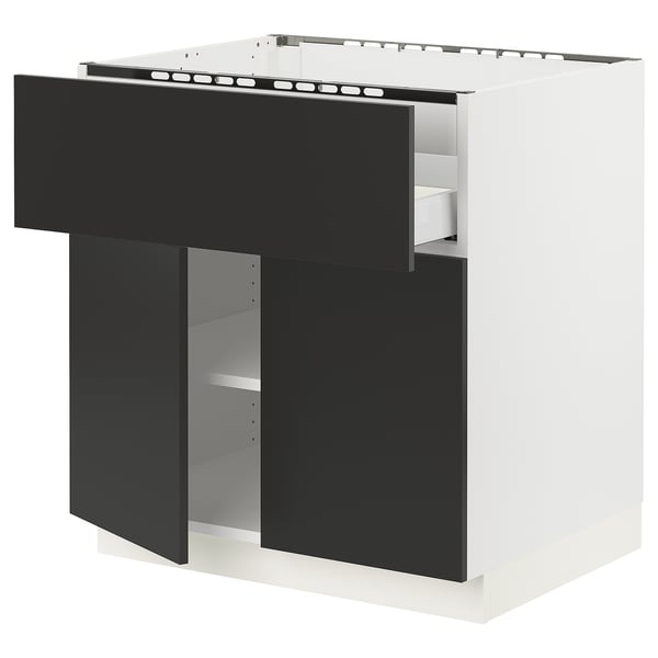 SEKTION / MAXIMERA Arm inf pr plaque/tiroir/tabl/2pts, blanc/Nickebo anthracite mat, 30x24x30 "
