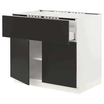 SEKTION / MAXIMERA Arm inf pr plaque/tiroir/tabl/2pts, blanc/Nickebo anthracite mat, 36x24x30 "
