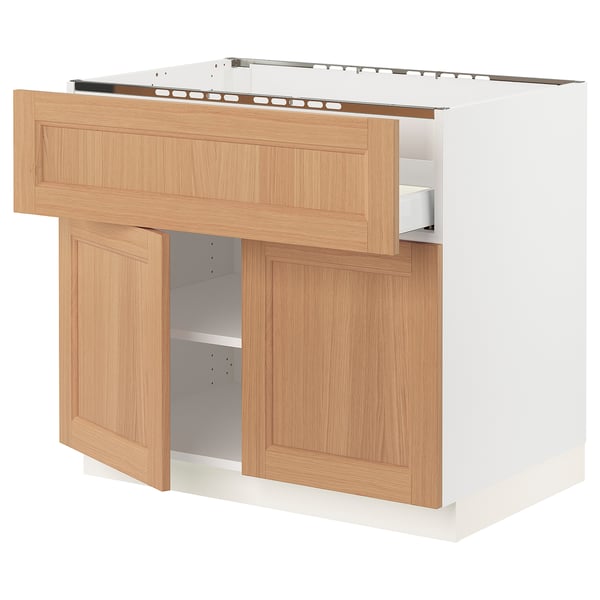 SEKTION / MAXIMERA Arm inf pr plaque/tiroir/tabl/2pts, blanc/Vedhamn chêne, 36x24x30 "