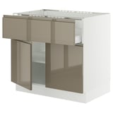 SEKTION / MAXIMERA Arm inf pr plaque/tiroir/tabl/2pts, blanc/Voxtorp gris-brun foncé ultrabrillant, 36x24x30 "