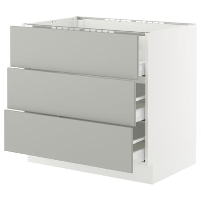 SEKTION / MAXIMERA Arm inf tbl cui/3 faces/3 tiroirs, blanc/Havstorp gris clair, 36x24x30 "