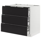 SEKTION / MAXIMERA Arm inf tbl cui/3 faces/3 tiroirs, blanc/Upplöv anthracite mat, 36x24x30 "