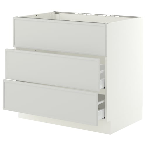 SEKTION / MAXIMERA Arm inf tbl cuis/hotte int av tir, blanc/Aspudden gris clair, 36x24x30 "