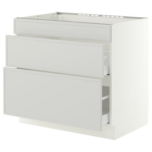 SEKTION / MAXIMERA Arm inf tbl cuis/hotte int av tir, blanc/Aspudden gris clair, 36x24x30 "