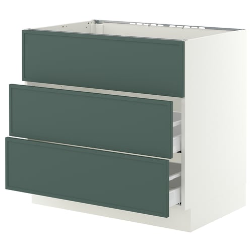 SEKTION / MAXIMERA Arm inf tbl cuis/hotte int av tir, blanc/Aspudden gris-vert foncé, 36x24x30 "