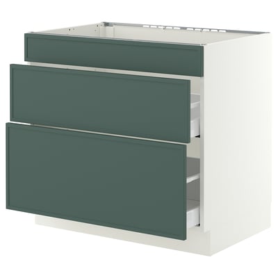 SEKTION / MAXIMERA Arm inf tbl cuis/hotte int av tir, blanc/Aspudden gris-vert foncé, 36x24x30 "