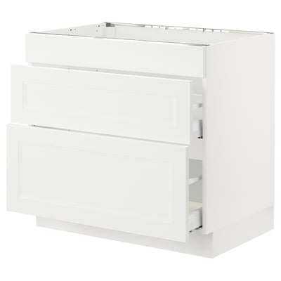 SEKTION / MAXIMERA Arm inf tbl cuis/hotte int av tir, blanc/Axstad blanc mat, 36x24x30 "