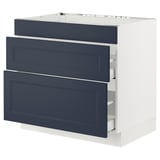 SEKTION / MAXIMERA Arm inf tbl cuis/hotte int av tir, blanc Axstad/mat bleu, 36x24x30 "