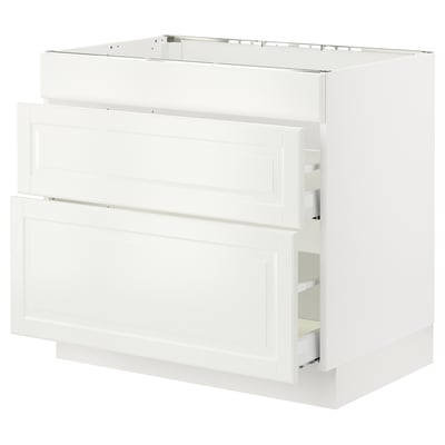SEKTION / MAXIMERA Arm inf tbl cuis/hotte int av tir, blanc/Bodbyn blanc cassé, 36x24x30 "