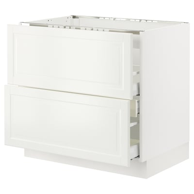 SEKTION / MAXIMERA Arm inf tbl cuis/hotte int av tir, blanc/Bodbyn blanc cassé, 36x24x30 "